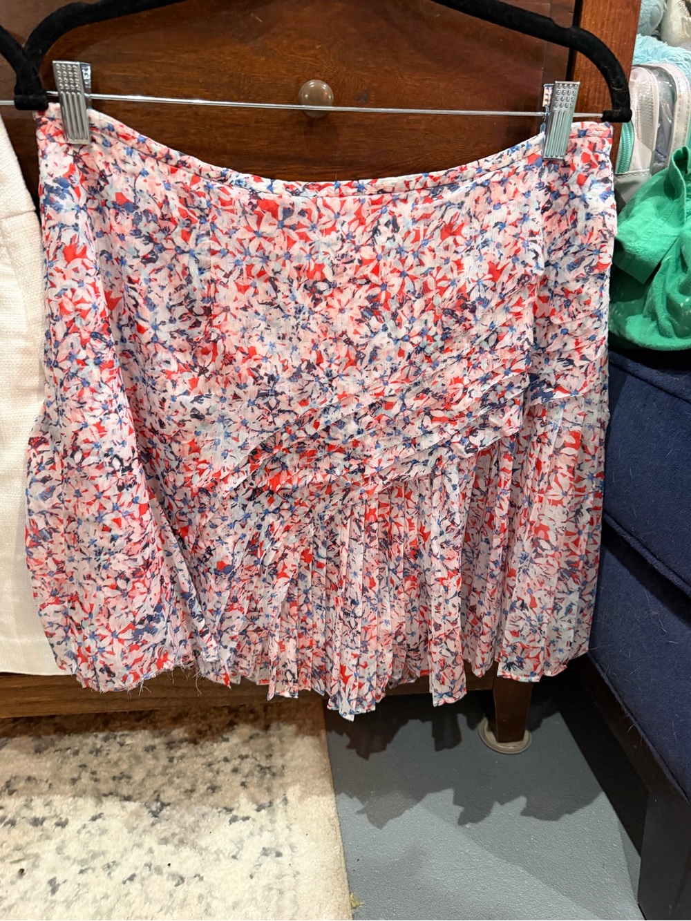 Banana Republic Coral and Blue Floral Mini Skirt